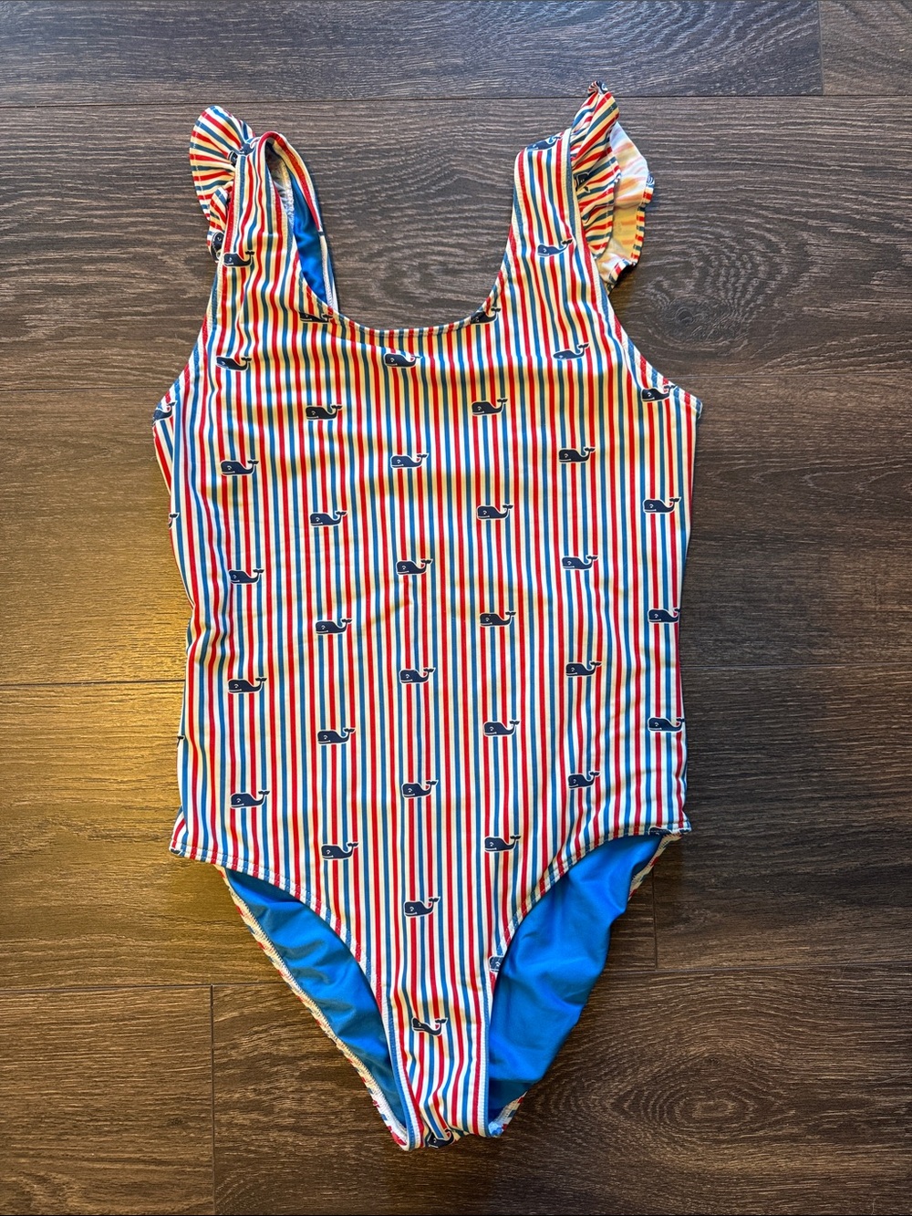 Vineyard Vines Red, Blue & White Striped Whale One-Piece Swim